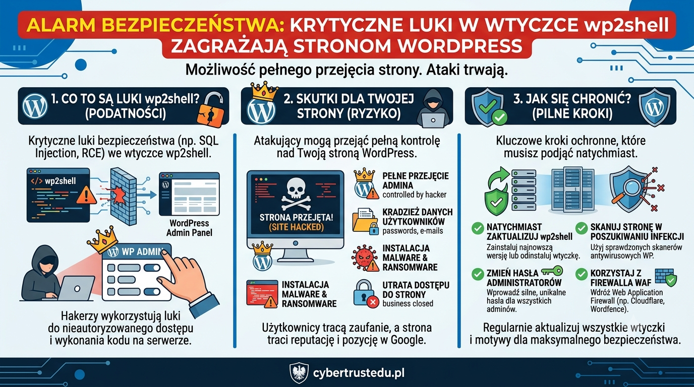 Krytyczne luki wp2shell pozwalają przejąć stronę WordPress. Ataki już trwają