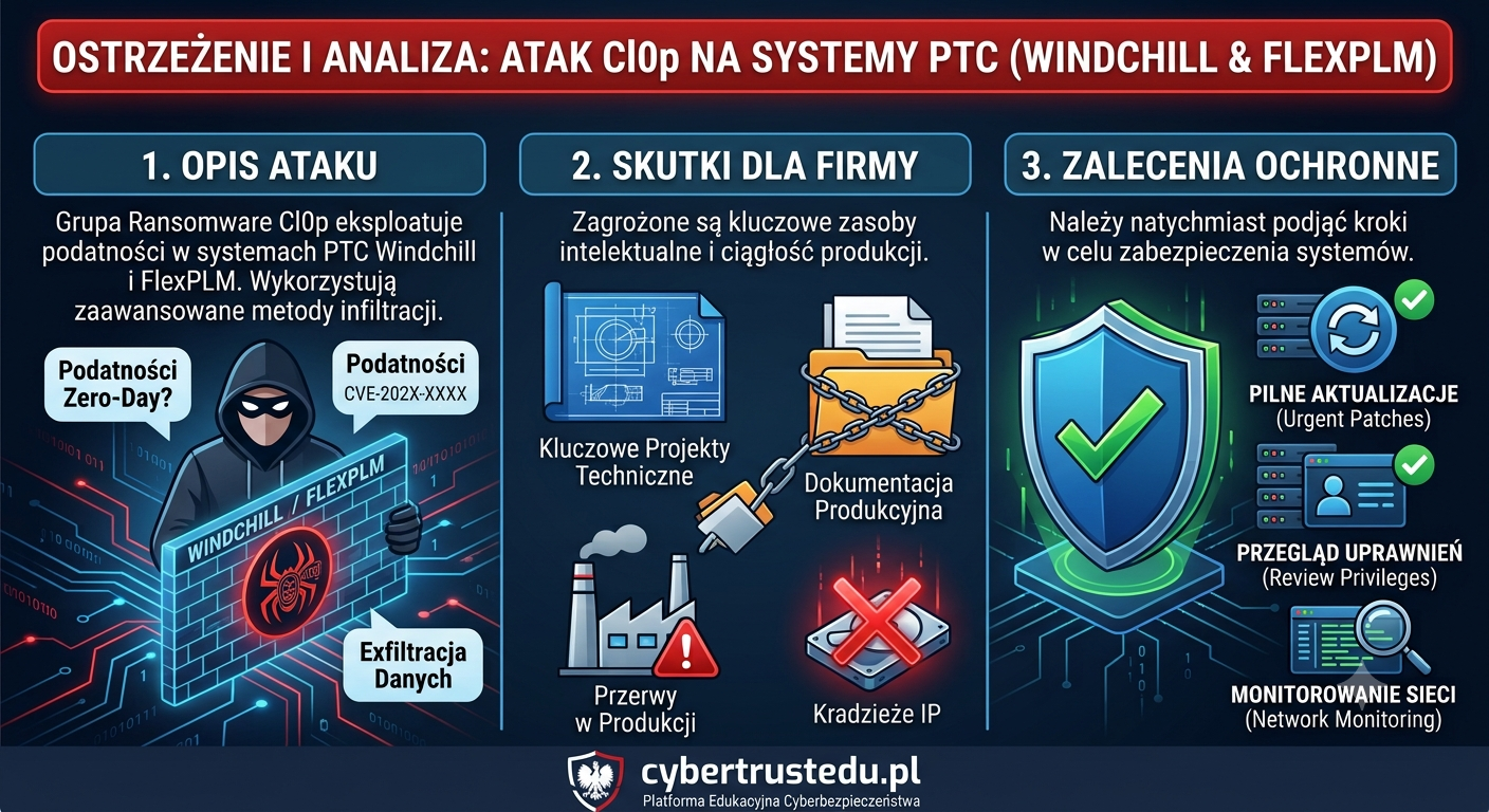 Cl0p atakuje PTC Windchill i FlexPLM. Zagrożone projekty oraz dokumentacja produkcyjna