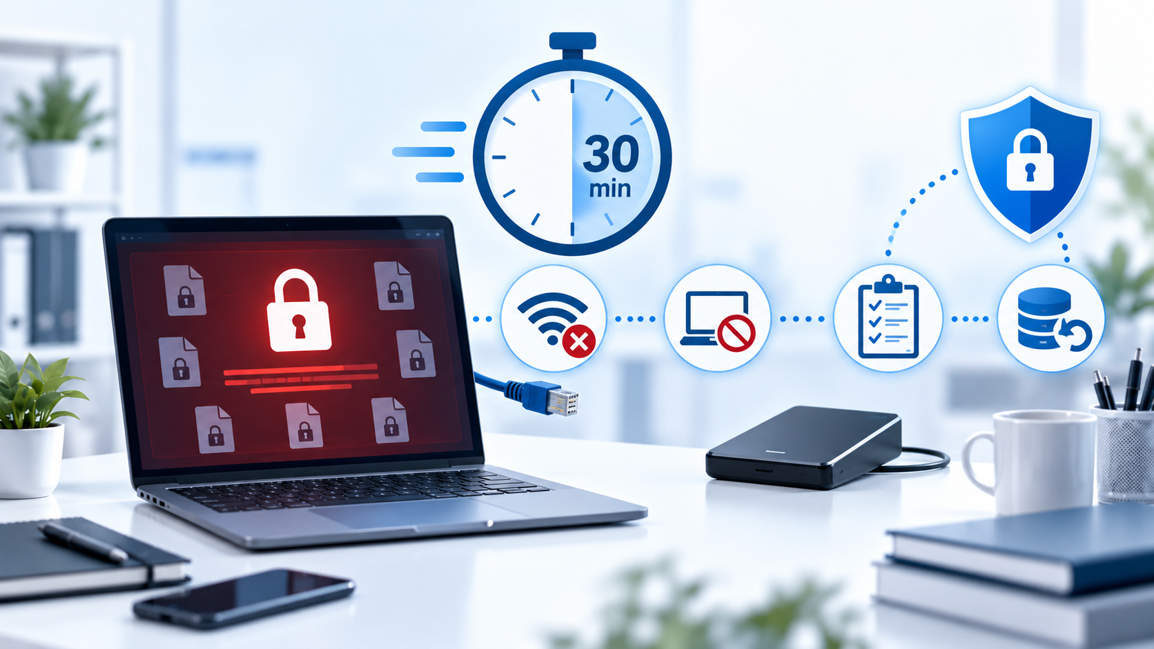 Pierwsza pomoc po ataku ransomware – co zrobić w pierwszych 30 minutach?